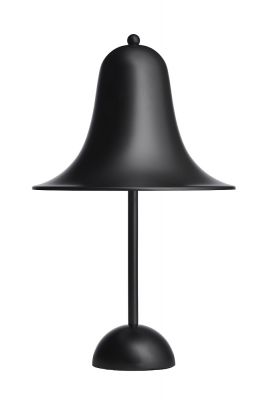 Schwarze Pantop Tischleuchte von Verpan mit glockenförmigem Lampenschirm und minimalistischem Design. Moderne Tischlampe für Wohnzimmer und Schlafzimmer.